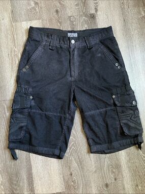 Affliction Black Men's Cargo Shorts with Utility Pockets